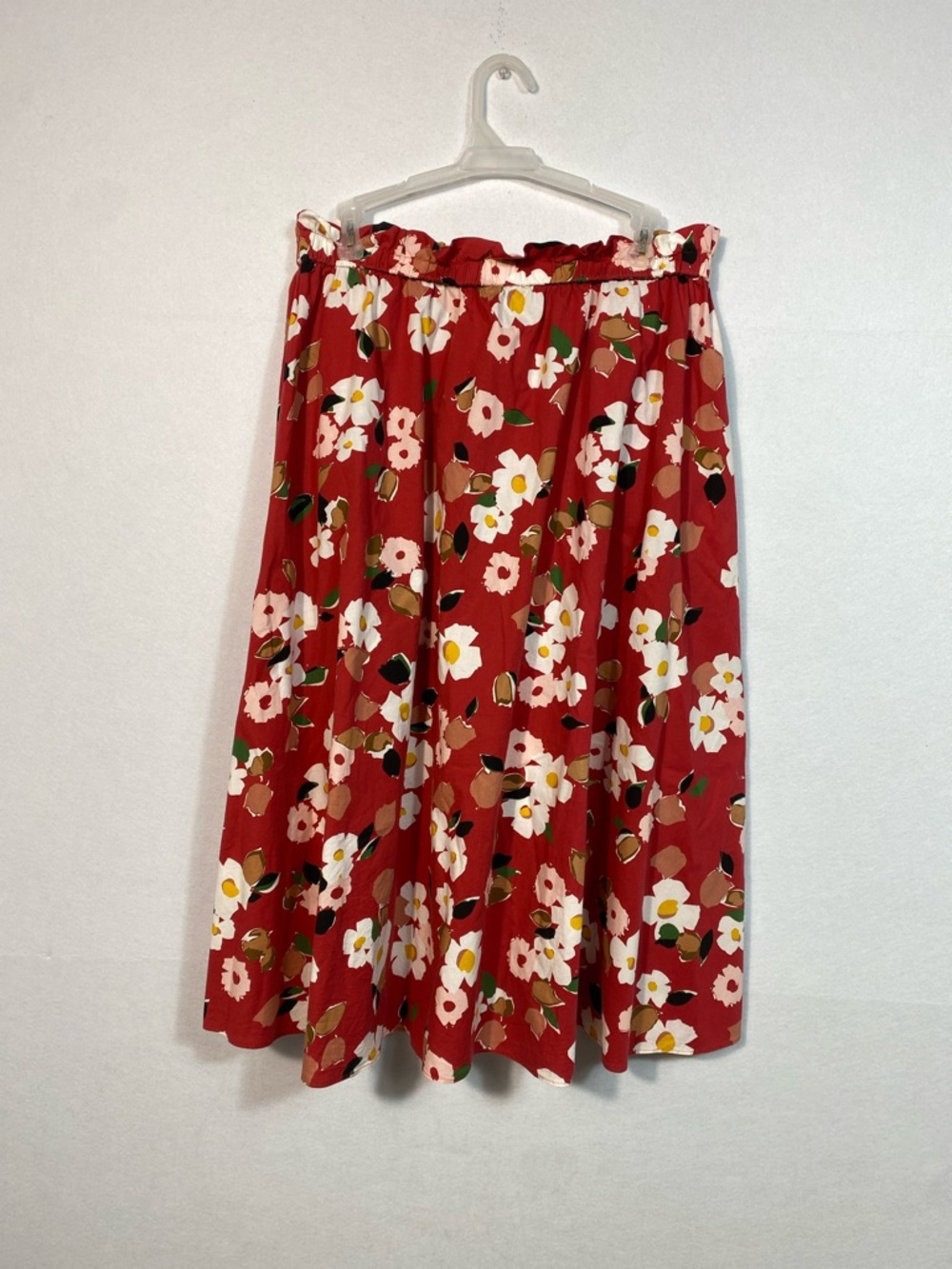 Kate Spade Botanical Garden Red Floral Poplin Midi Skirt with Pockets size XL - Picture 11 of 11